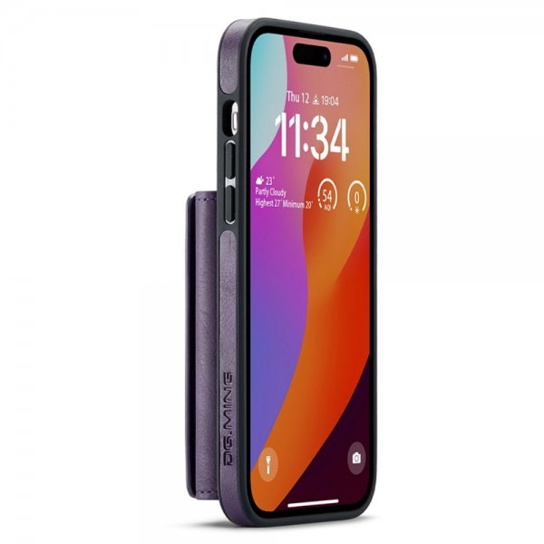 Dg.Ming iPhone 15 Pro Deksel M5 Series Avtakbart Kortholder Lilla
