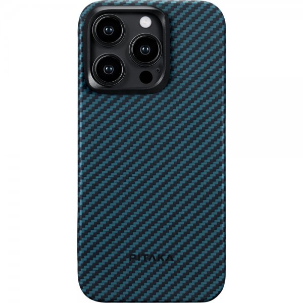 Pitaka iPhone 15 Pro Deksel MagEZ Case 4 Black/Blue Twill