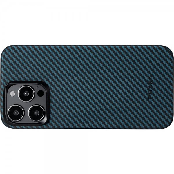 Pitaka iPhone 15 Pro Deksel MagEZ Case 4 Black/Blue Twill