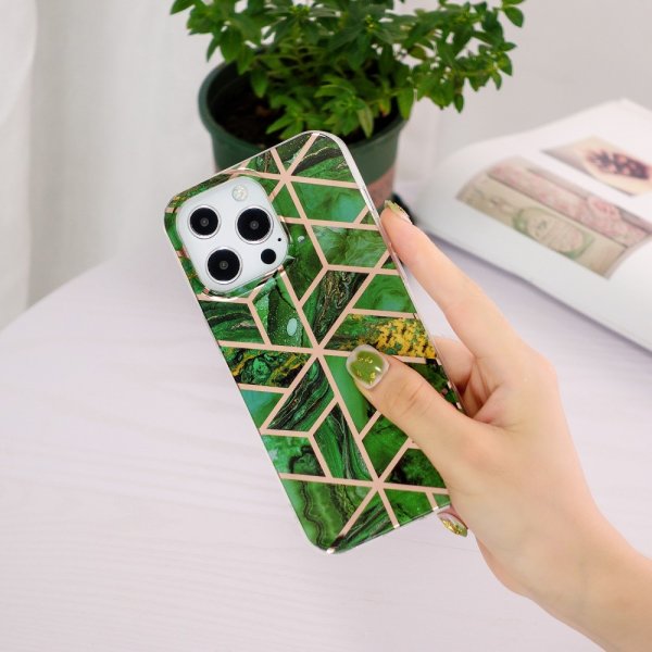 iPhone 15 Pro Deksel Marmormønster Grønn