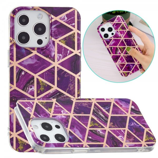 iPhone 15 Pro Deksel Marmormønster Lilla