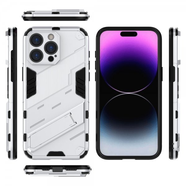 iPhone 15 Pro Deksel med Stativ Hvit