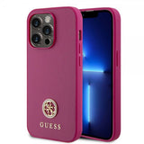 Guess iPhone 15 Pro Deksel Metal Logo Strass Metallic Rosa