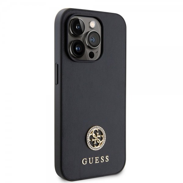 Guess iPhone 15 Pro Deksel Metal Logo Strass Svart