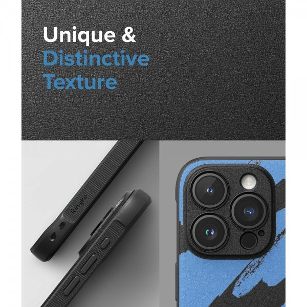 Ringke iPhone 15 Pro Deksel Onyx Design Blue Brush