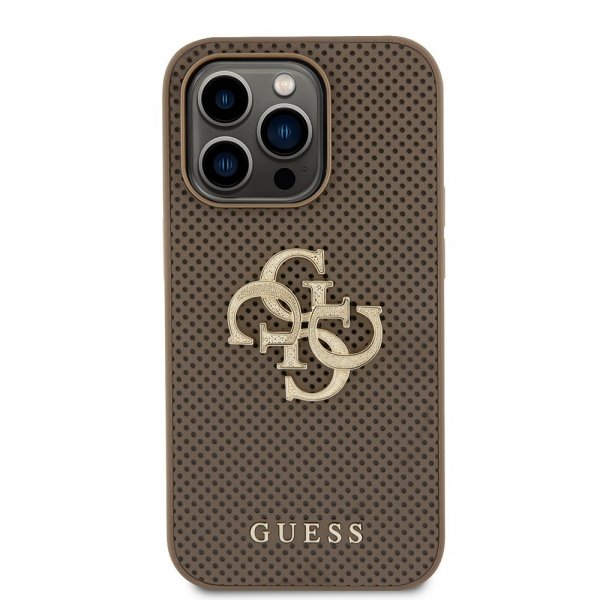 Guess iPhone 15 Pro Deksel Perforated Glitter Brun