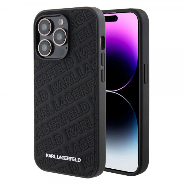 Karl Lagerfeld iPhone 15 Pro Deksel Quilted K Pattern Svart