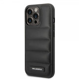 Karl Lagerfeld iPhone 15 Pro Deksel Quilted Nylon Puffy Case Logo Plate Svart