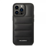 Karl Lagerfeld iPhone 15 Pro Deksel Quilted Nylon Puffy Case Logo Plate Svart
