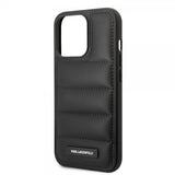 Karl Lagerfeld iPhone 15 Pro Deksel Quilted Nylon Puffy Case Logo Plate Svart