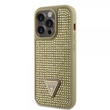 Guess iPhone 15 Pro Deksel Rhinestone Gull