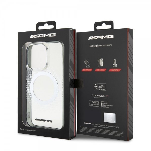 Mercedes Benz iPhone 15 Pro Deksel Rhombus Pattern MagSafe AMG Transparent