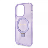 Guess iPhone 15 Pro Deksel Ring Stand Glitter MagSafe Lilla