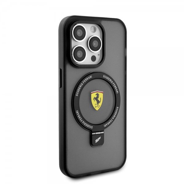 Ferrari iPhone 15 Pro Deksel Ring Stand MagSafe Svart