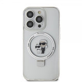Karl Lagerfeld iPhone 15 Pro Deksel Ring Stand MagSafe Hvit