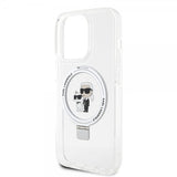 Karl Lagerfeld iPhone 15 Pro Deksel Ring Stand MagSafe Hvit