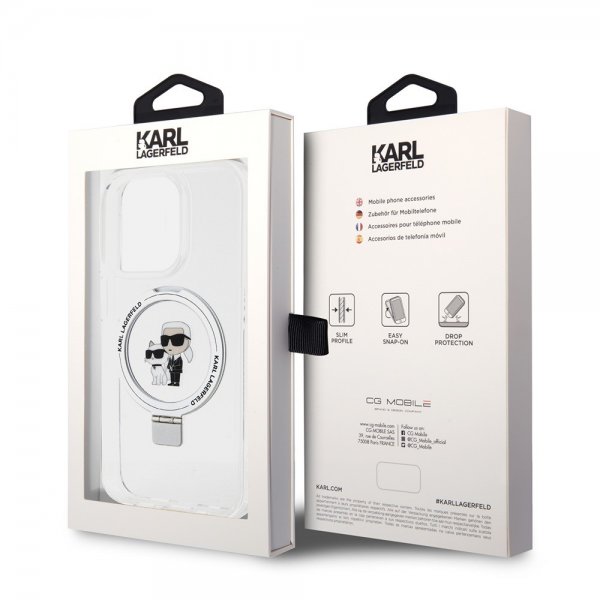Karl Lagerfeld iPhone 15 Pro Deksel Ring Stand MagSafe Hvit