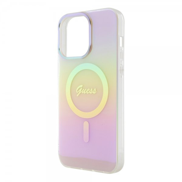 Guess iPhone 15 Pro Deksel Script MagSafe Rosa