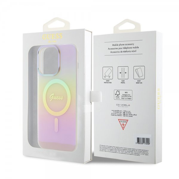 Guess iPhone 15 Pro Deksel Script MagSafe Rosa
