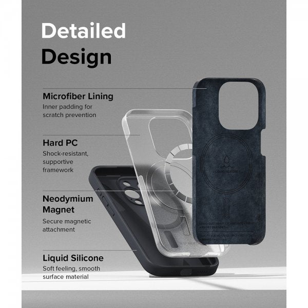 Ringke iPhone 15 Pro Deksel Silicone Magnetic Deep Blue