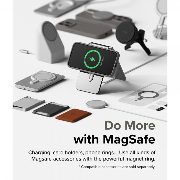 Ringke iPhone 15 Pro Deksel Silicone Magnetic Grå