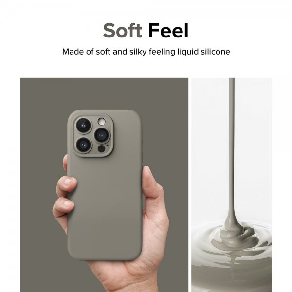 Ringke iPhone 15 Pro Deksel Silicone Magnetic Grå