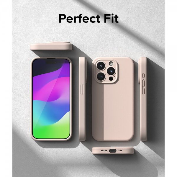 Ringke iPhone 15 Pro Deksel Silicone Magnetic Pink Sand