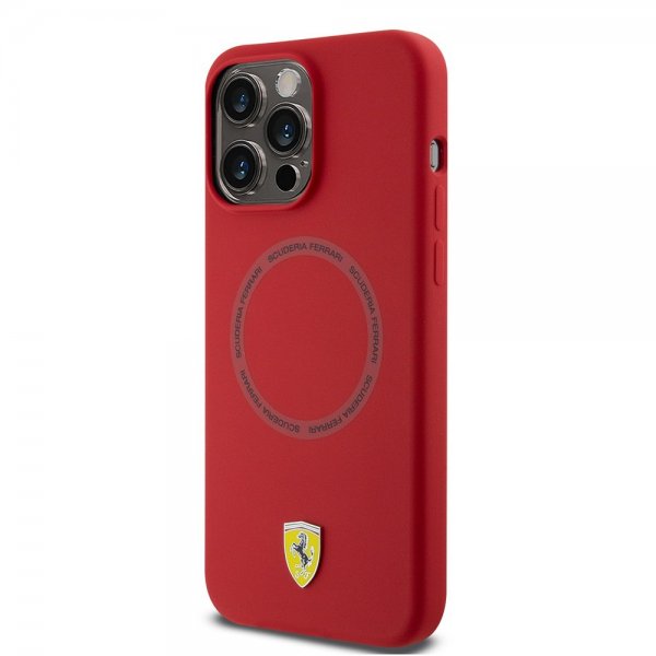 Ferrari iPhone 15 Pro Deksel Silicone MagSafe Rød