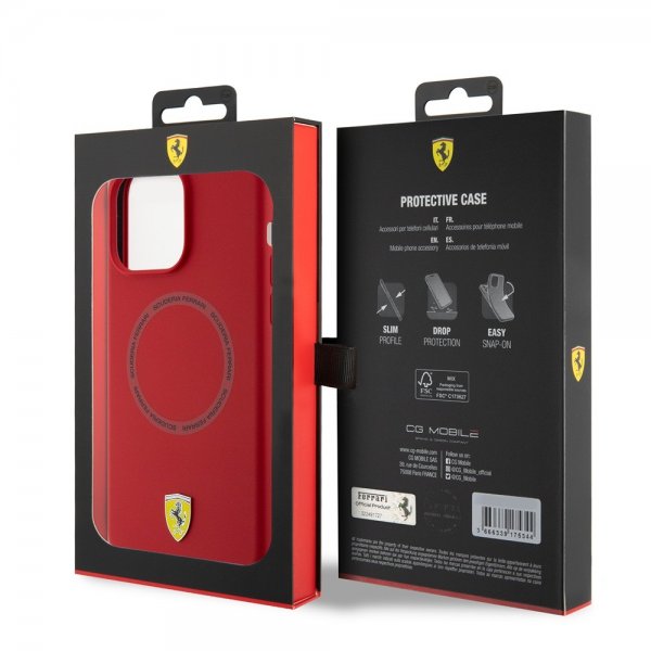 Ferrari iPhone 15 Pro Deksel Silicone MagSafe Rød