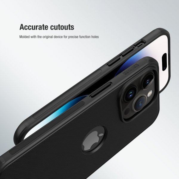 Nillkin iPhone 15 Pro Deksel Super Frosted Shield Pro Logo Hole Svart