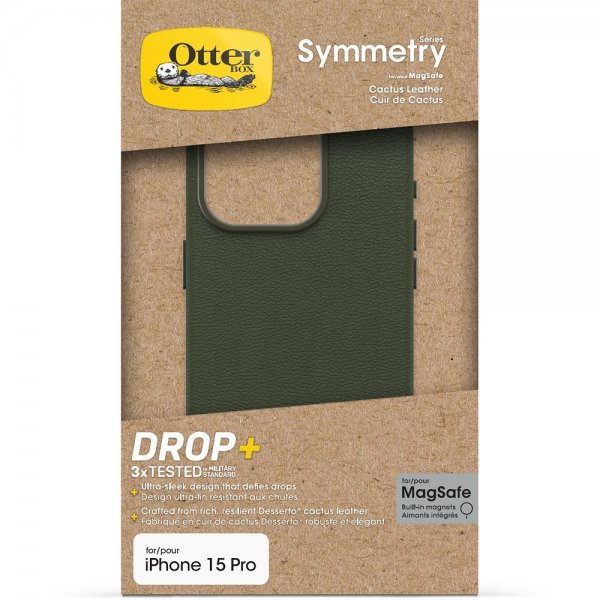Otterbox iPhone 15 Pro Deksel Symmetry Cactus Leather MagSafe Cactus Groove