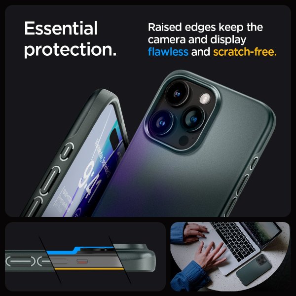 Spigen iPhone 15 Pro Deksel Thin Fit Abyss Green