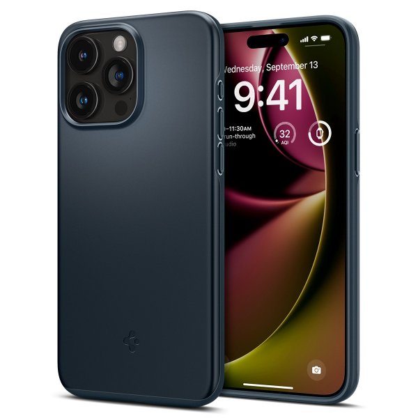 Spigen iPhone 15 Pro Deksel Thin Fit Metal Slate