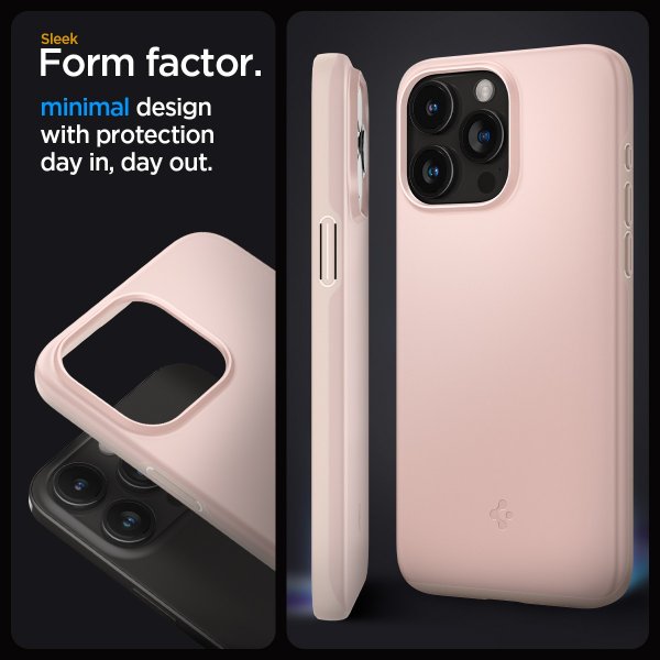 Spigen iPhone 15 Pro Deksel Thin Fit Pink Sand