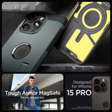 Spigen iPhone 15 Pro Deksel Tough Armor MagFit Abyss Green