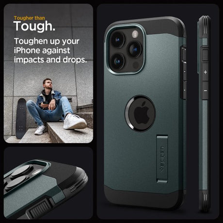Spigen iPhone 15 Pro Deksel Tough Armor MagFit Abyss Green