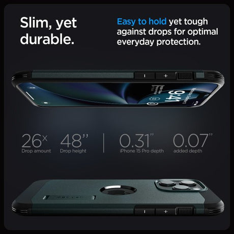 Spigen iPhone 15 Pro Deksel Tough Armor MagFit Abyss Green