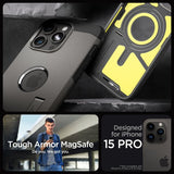 Spigen iPhone 15 Pro Deksel Tough Armor MagFit Gunmetal
