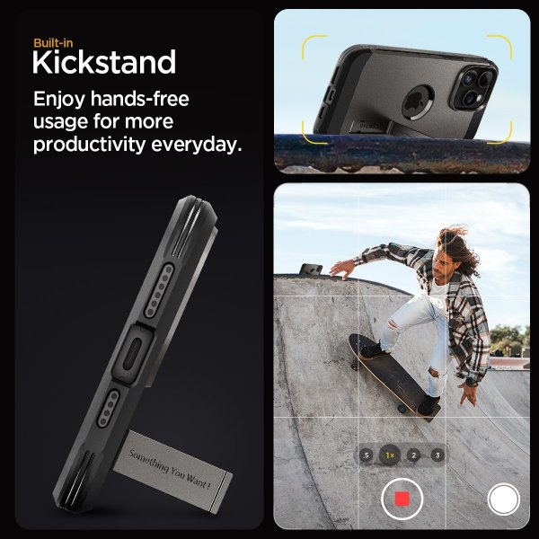 Spigen iPhone 15 Pro Deksel Tough Armor MagFit Gunmetal