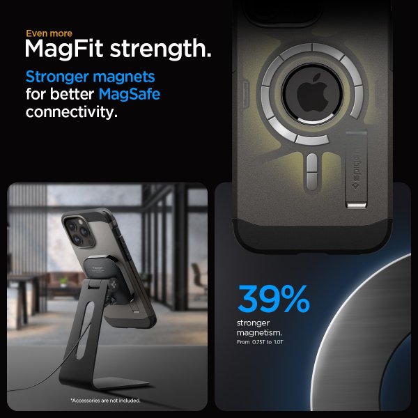 Spigen iPhone 15 Pro Deksel Tough Armor MagFit Gunmetal