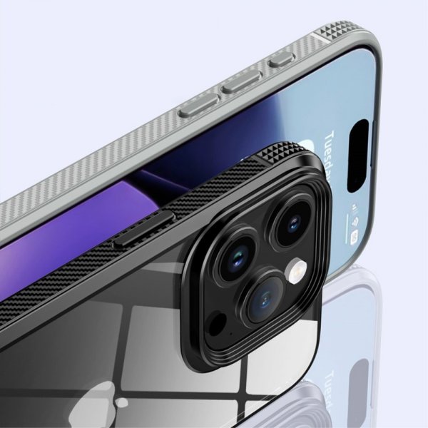Ipaky iPhone 15 Pro Deksel Gjennomsiktig Bakside Blå