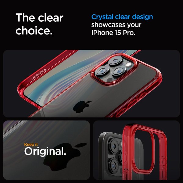 Spigen iPhone 15 Pro Deksel Ultra Hybrid Deep Red
