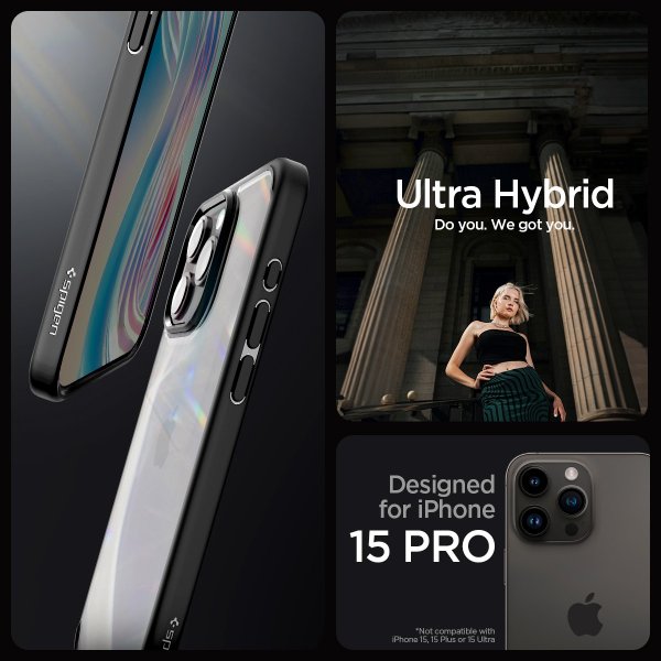 Spigen iPhone 15 Pro Deksel Ultra Hybrid Frost Black