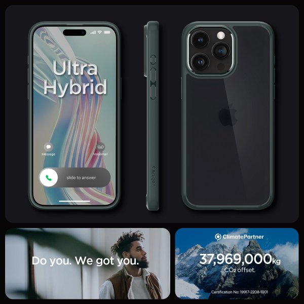 Spigen iPhone 15 Pro Deksel Ultra Hybrid Frost Green