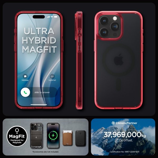 Spigen iPhone 15 Pro Deksel Ultra Hybrid MagFit Frost Deep Red