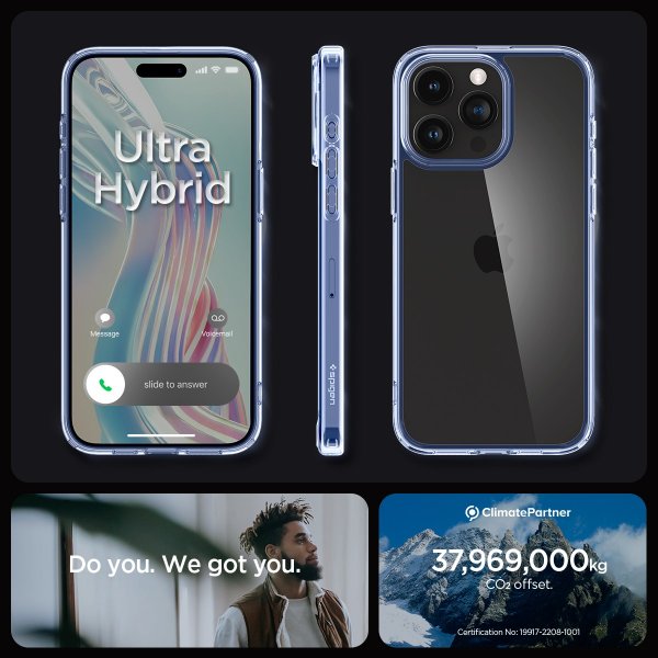 Spigen iPhone 15 Pro Deksel Ultra Hybrid Sky Crystal