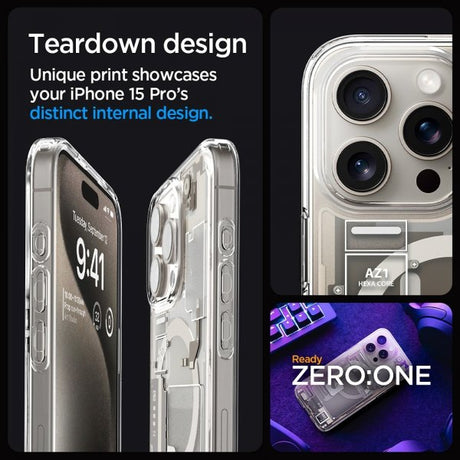 Spigen iPhone 15 Pro Deksel Ultra Hybrid Zero One MagFit Natural Titanium