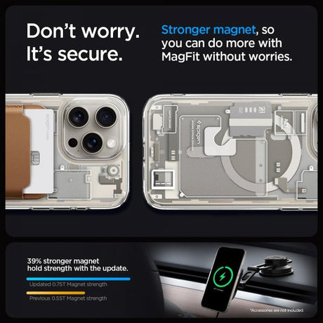 Spigen iPhone 15 Pro Deksel Ultra Hybrid Zero One MagFit Natural Titanium