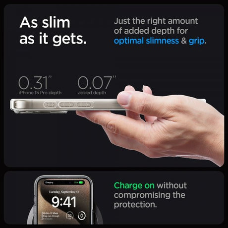 Spigen iPhone 15 Pro Deksel Ultra Hybrid Zero One MagFit Natural Titanium