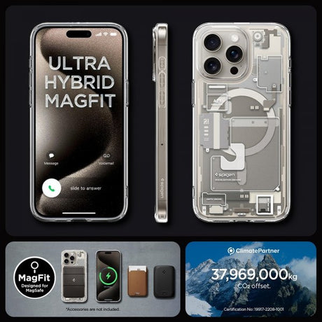 Spigen iPhone 15 Pro Deksel Ultra Hybrid Zero One MagFit Natural Titanium